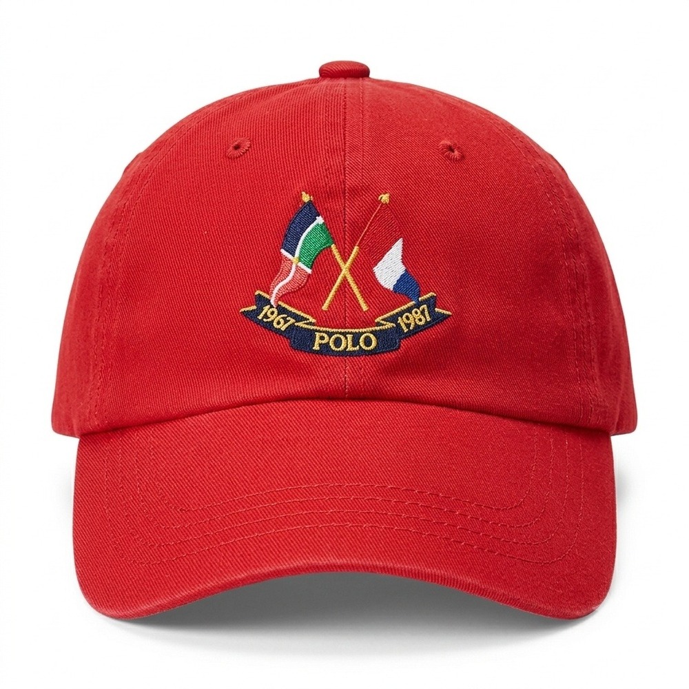 Polo Ralph Lauren Mens Red 1967-1987 Crossed Flags‎ Crest Baseball Cap NWT